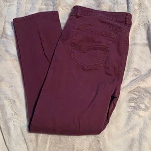 Burgundy skinny jeans